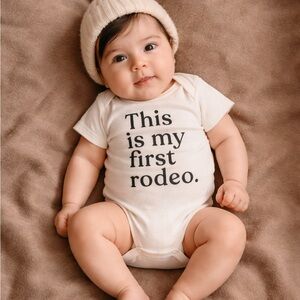 NWT Gladfolk “This Is My First Rodeo” Onesie 3–6M | Organic Cotton